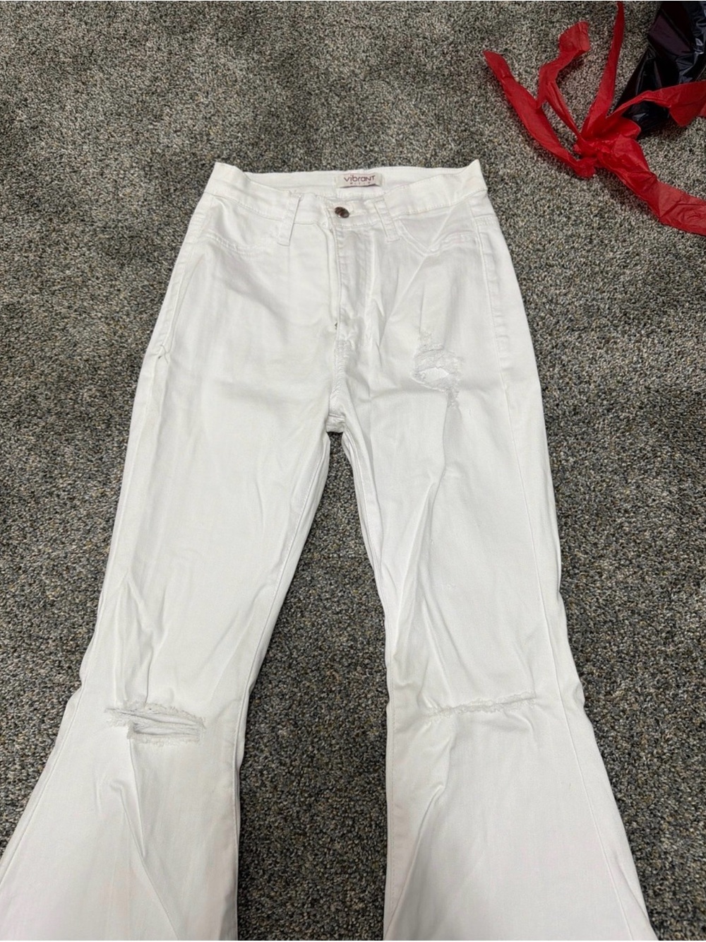 Vibrant White Women's Wide-Leg Distressed Jeans